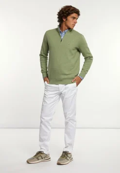 Online River Woods Normal fit katoenen trui opstaande kraag savanna mix -