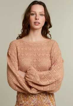 Online River Woods Oranje ajourtrui met pofmouwen -