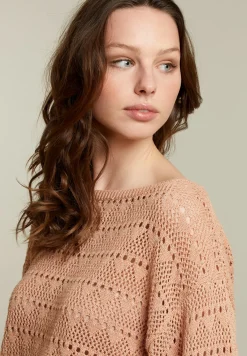 Online River Woods Oranje ajourtrui met pofmouwen -