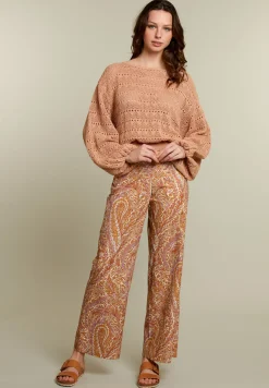 Online River Woods Oranje ajourtrui met pofmouwen -