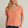 Sale River Woods Oranje basic V-hals T-shirt korte mouwen -