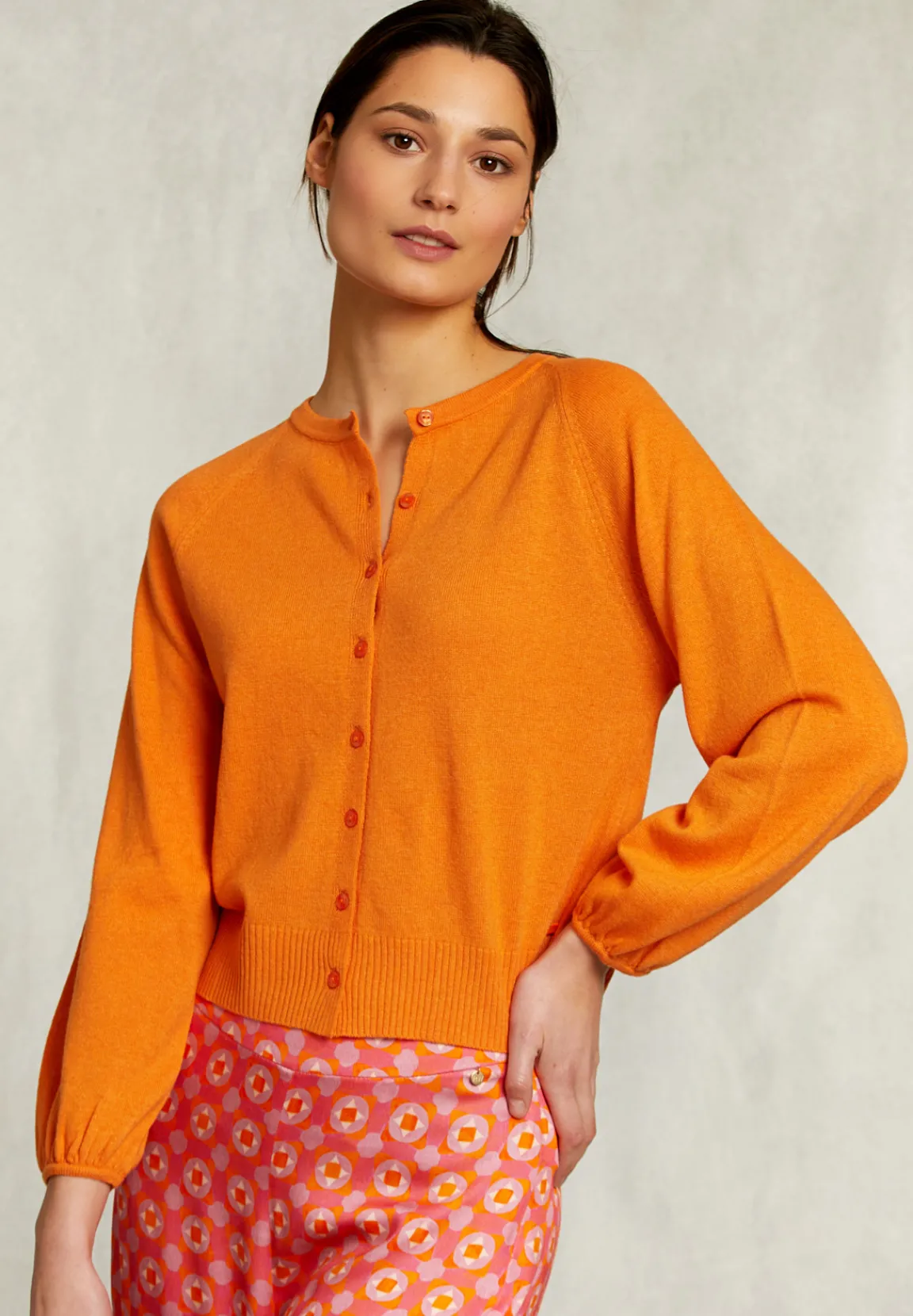 Best River Woods Oranje cardigan met knopen -