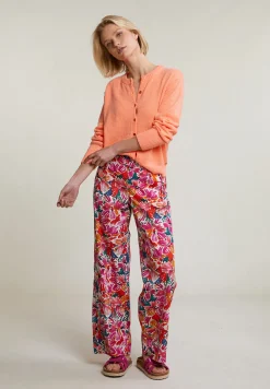 Best River Woods Oranje geknoopte cardigan ronde hals -