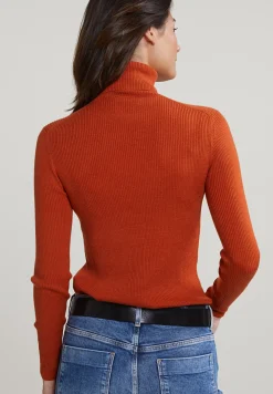 New River Woods Oranje geribde rolkraag trui -