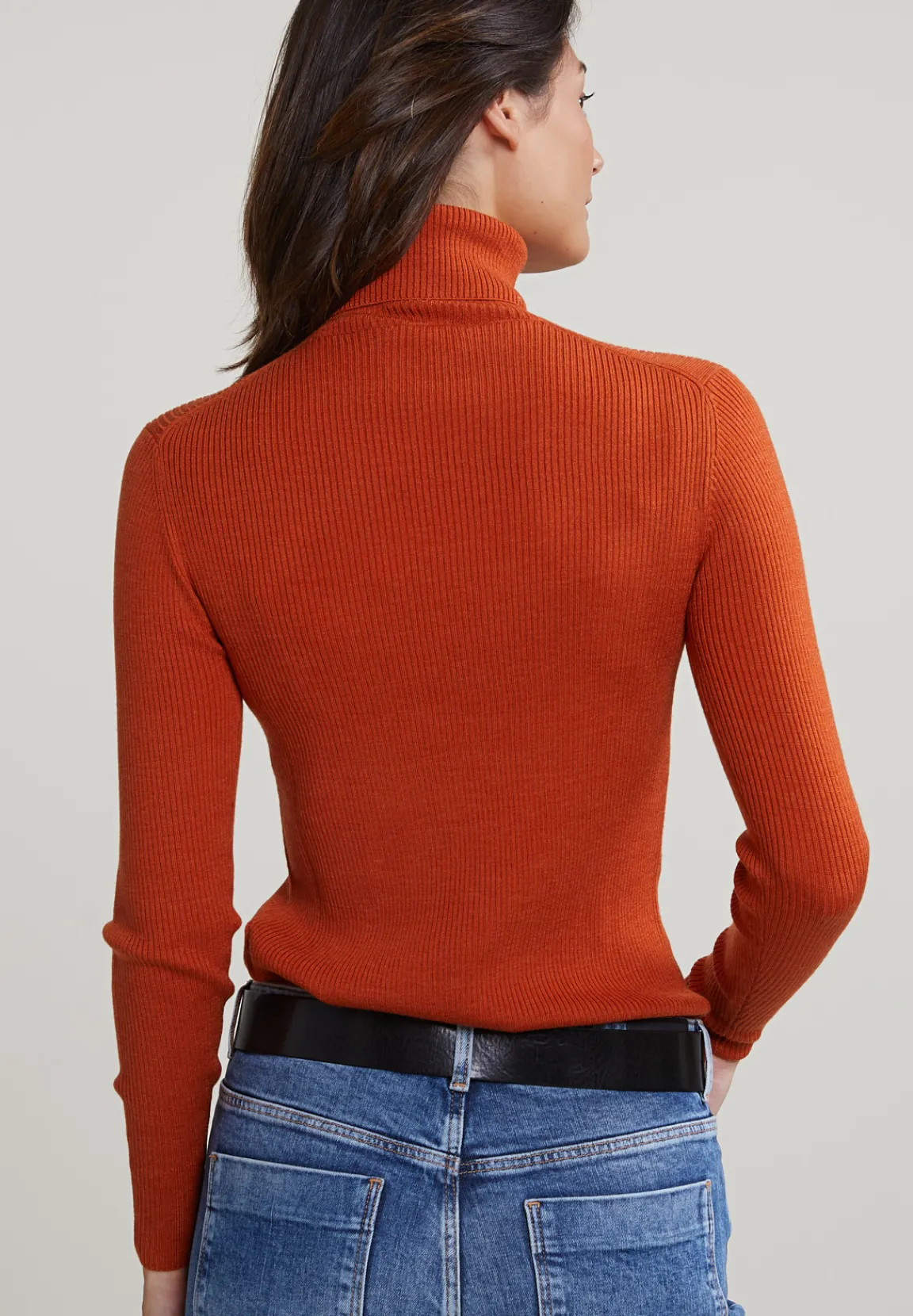 New River Woods Oranje geribde rolkraag trui -
