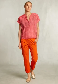 New River Woods Oranje katoenen broek elastische taille -