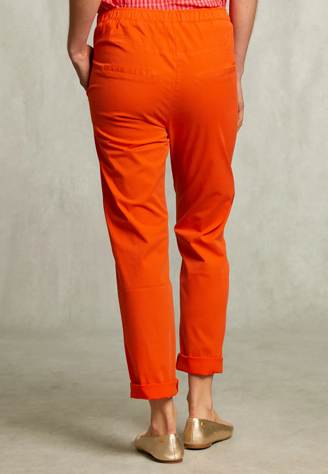 New River Woods Oranje katoenen broek elastische taille -