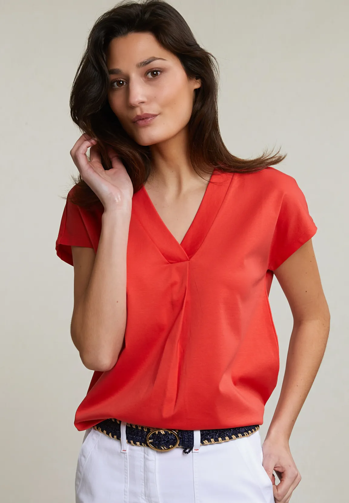 Sale River Woods Oranje katoenen V-hals T-shirt -