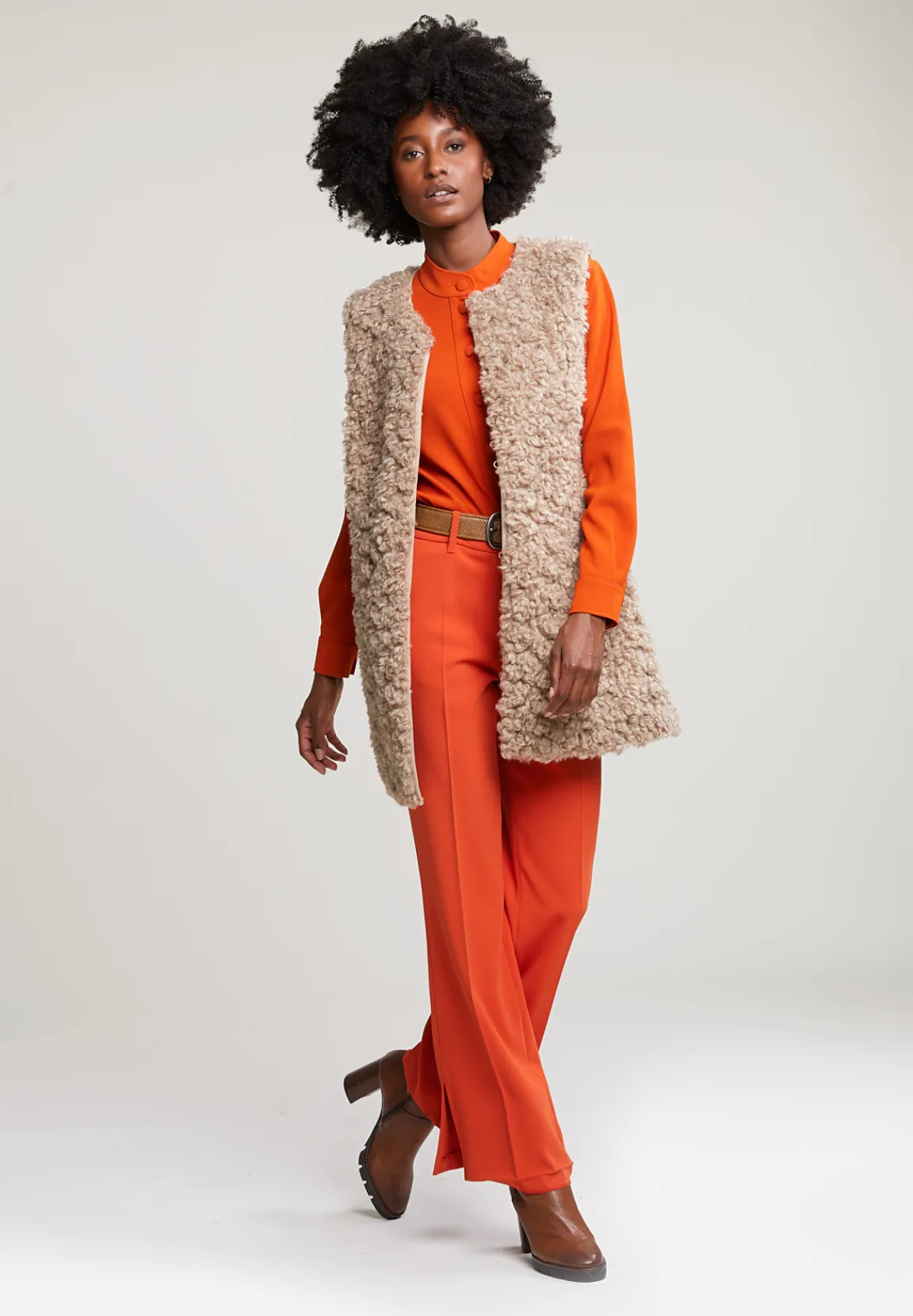 Outlet River Woods Oranje klassieke broek met zijsplit -