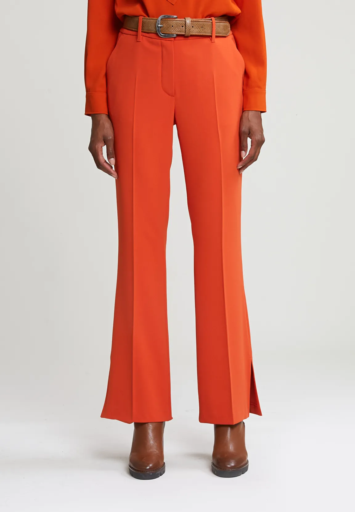 Outlet River Woods Oranje klassieke broek met zijsplit -