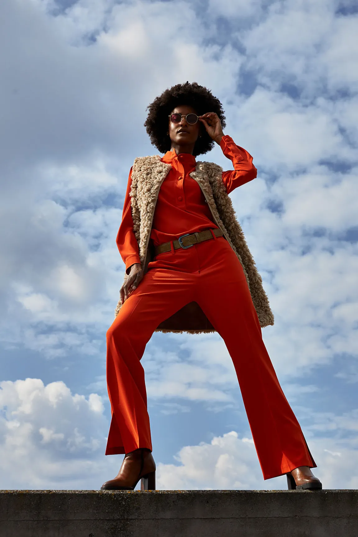 Outlet River Woods Oranje klassieke broek met zijsplit -