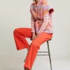 Hot River Woods Oranje klassieke stretch broek -