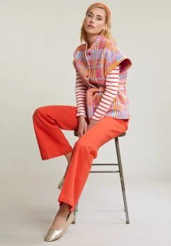 Hot River Woods Oranje klassieke stretch broek -