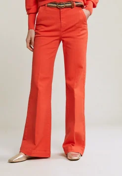 Hot River Woods Oranje klassieke stretch broek -