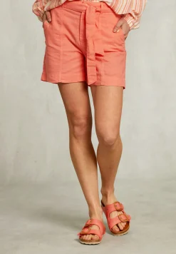 Hot River Woods Oranje linnen short met riem -