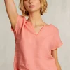 Best River Woods Oranje linnen V-hals T-shirt -