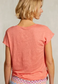 Best River Woods Oranje linnen V-hals T-shirt -