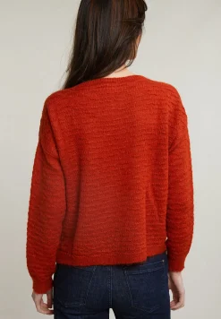 New River Woods Oranje mohair trui ronde hals -