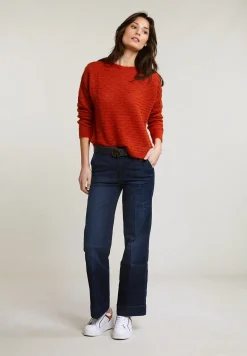 New River Woods Oranje mohair trui ronde hals -