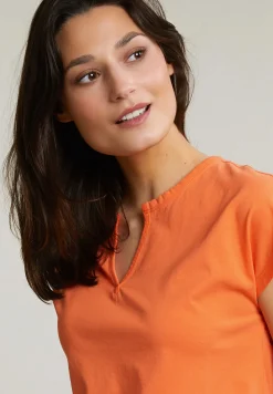 Hot River Woods Oranje mouwloze V-hals T-shirt -