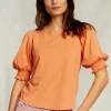 Outlet River Woods Oranje T-shirt 3/4 mouwen met smock -