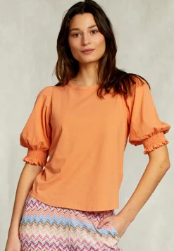 Outlet River Woods Oranje T-shirt 3/4 mouwen met smock -