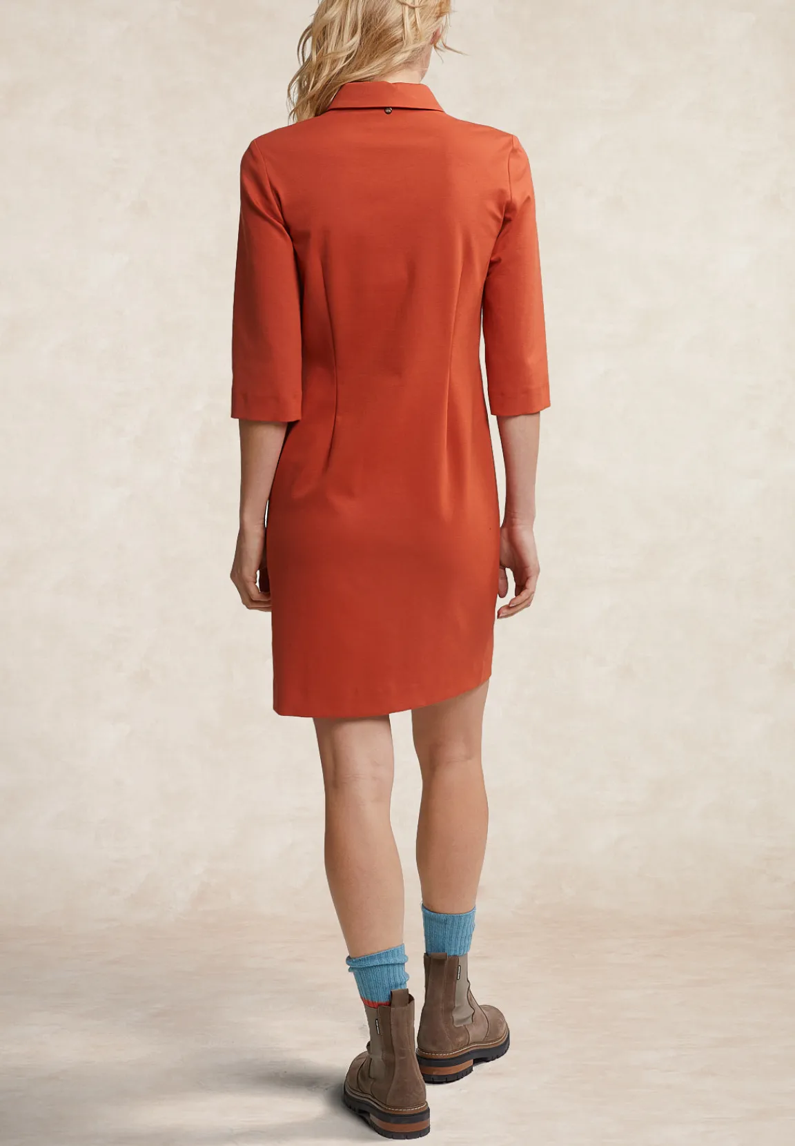 Fashion River Woods Oranje V-hals jurk 3/4 mouwen -