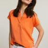 Hot River Woods Oranje V-hals polo T-shirt korte mouwen -