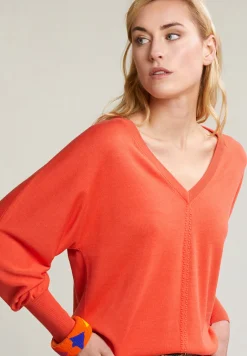 Fashion River Woods Oranje V-hals trui lange mouwen -