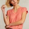 Hot River Woods Oranje V-hals T-shirt korte mouwen -