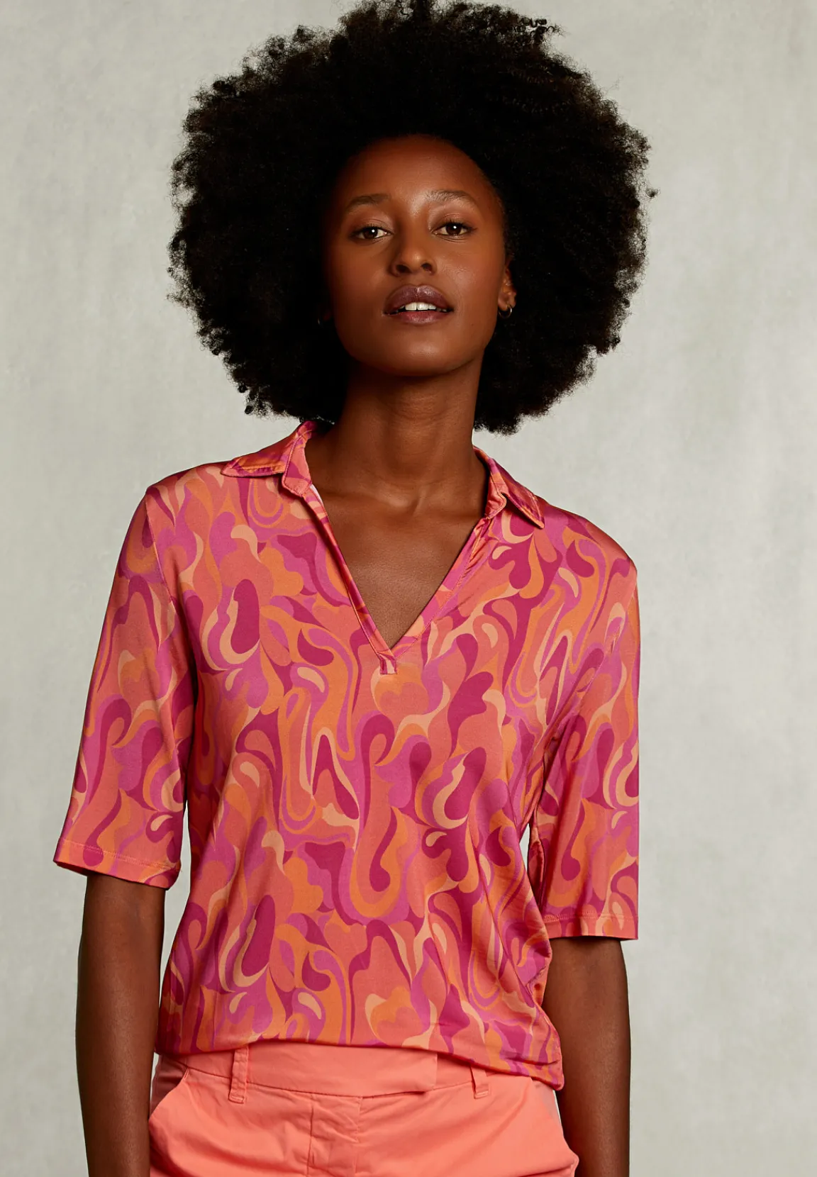 Sale River Woods Oranje/fushia fantasie T-shirt polokraag -