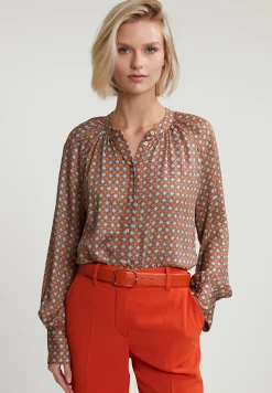 Sale River Woods Oranje/groene fantasie blouse met knopen -