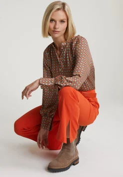 Sale River Woods Oranje/groene fantasie blouse met knopen -