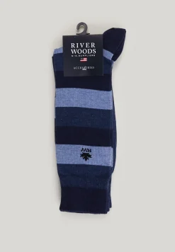 Discount River Woods 2-paar gestreepte sokken dk navy -