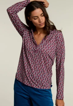 Fashion River Woods Paars/blauwe fantasie T-shirt -