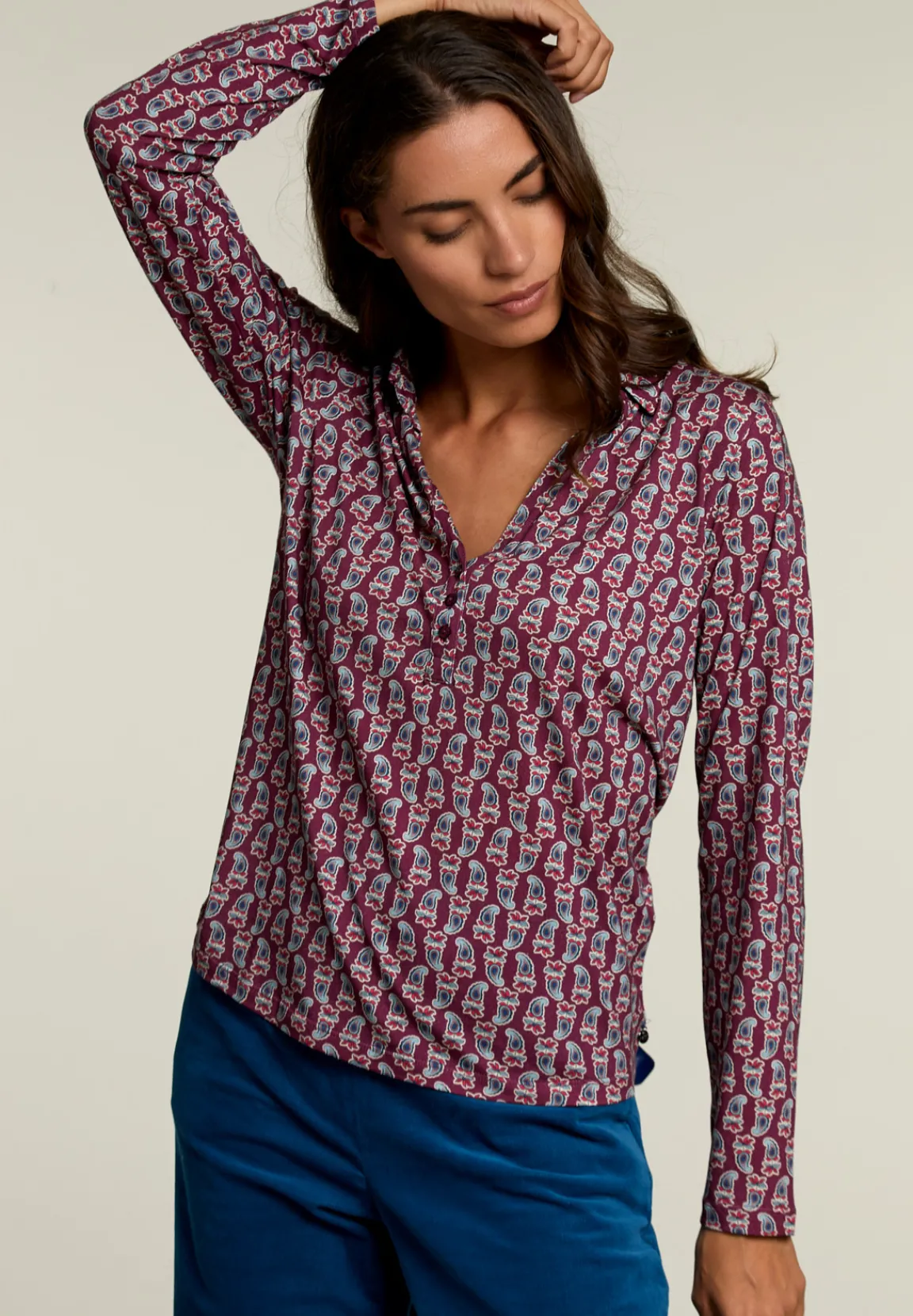 Fashion River Woods Paars/blauwe fantasie T-shirt -