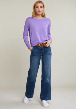 Outlet River Woods Paarse basic trui ronde hals lange mouwen -