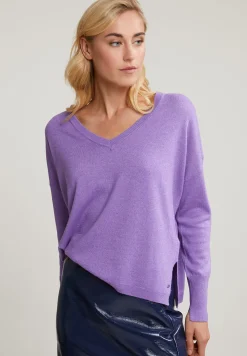 Sale River Woods Paarse basic V-hals trui lange mouwen -