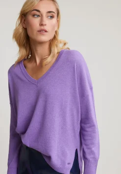 Sale River Woods Paarse basic V-hals trui lange mouwen -