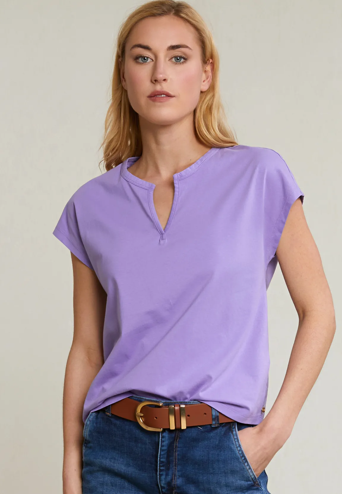 Hot River Woods Paarse mouwloze V-hals T-shirt -