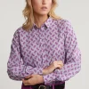 Hot River Woods Paarse paisley blouse pofmouwen -