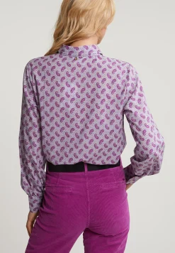 Hot River Woods Paarse paisley blouse pofmouwen -