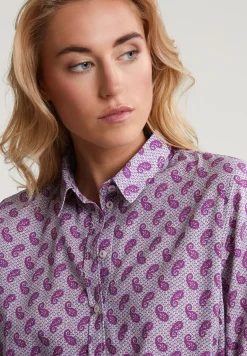Hot River Woods Paarse paisley blouse pofmouwen -