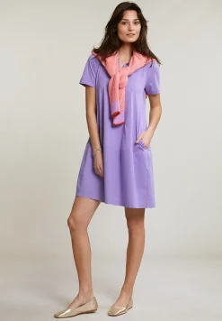 Online River Woods Paarse V-hals jerseyjurk korte mouwen -