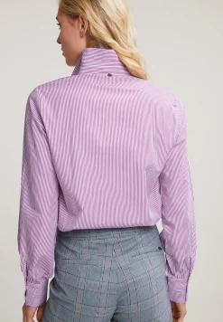 Discount River Woods Paars/wit gestreepte blouse pofmouwen -