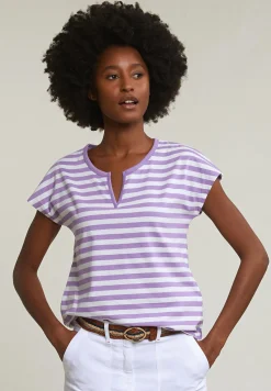 Hot River Woods Paars/wit gestreepte V-hals T-shirt -