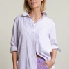 Fashion River Woods Paars/wit lange gestreepte geknoopte blouse -