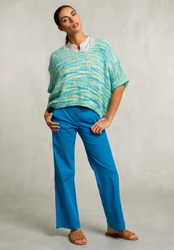 Best River Woods Petrol blauwe basic broek -