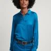 Best River Woods Petrol klassieke blouse -