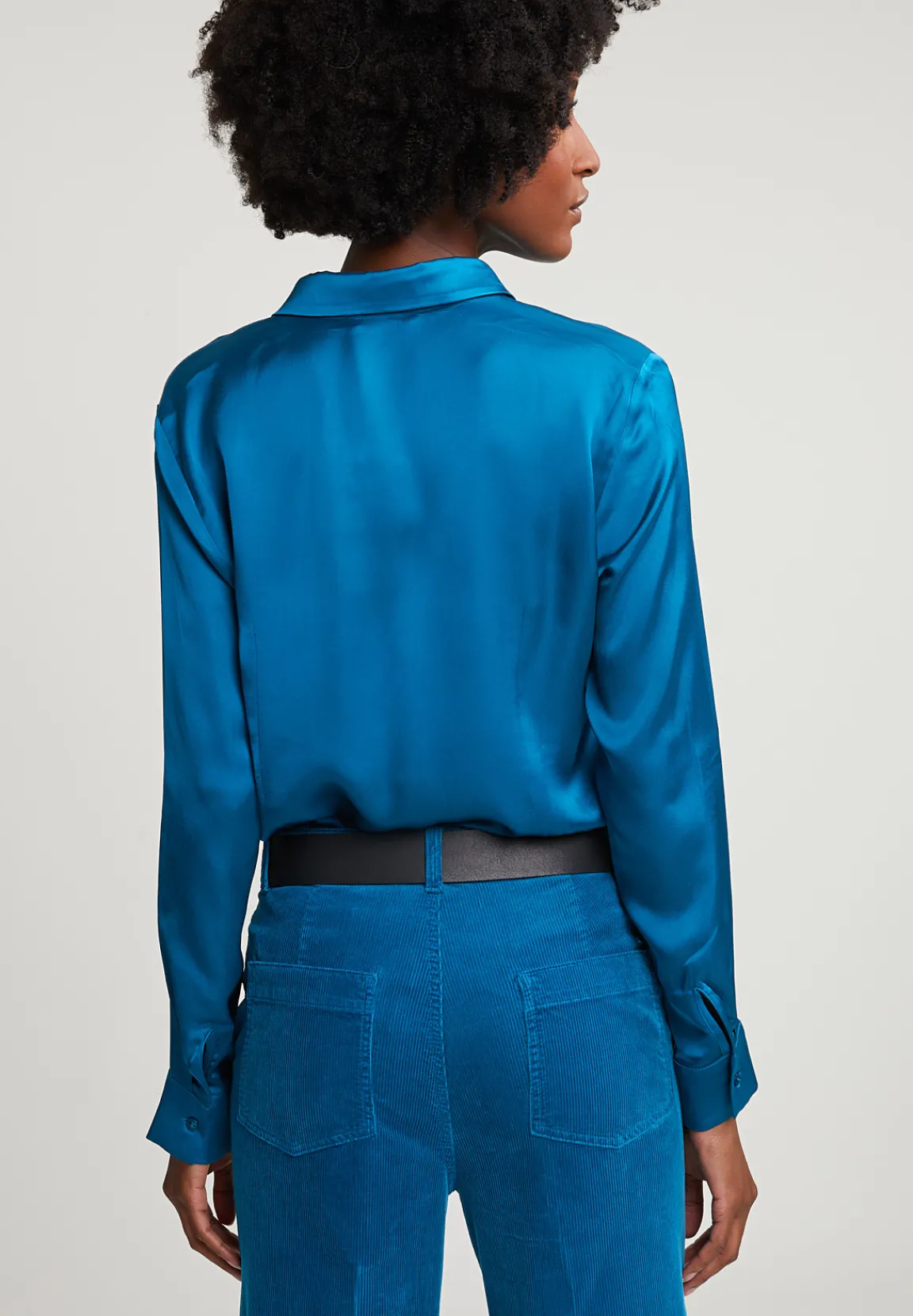 Best River Woods Petrol klassieke blouse -